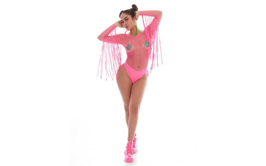 Pink Lipstick Fringe Benefits Set Hot Pink With Pot Pasties - Teddies and Bodysuits