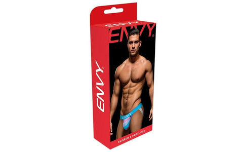 Envy Menswear Rainbow Pride Mens Jock Blue Cotton Spandex Support - Jocks and G-Strings