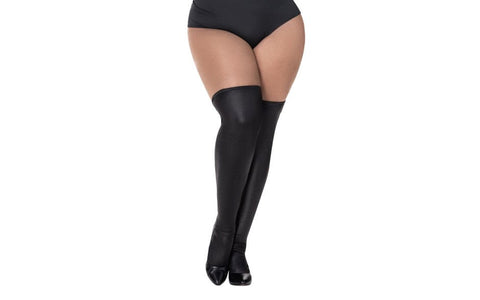 Mapale Sexy Womens Thigh Highs Vinyl Gloss Black High Gloss Vinyl - Her Fetish