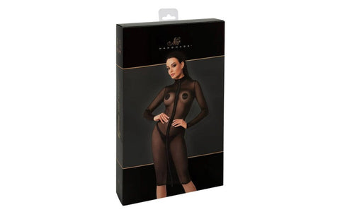 Noir Handmade Ecstasy Womens Sexy Midi Dress with Full Length Front Zipper - Her Fetish