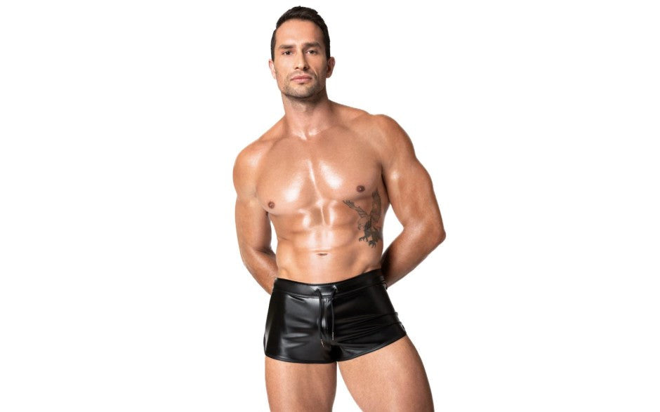 Noir Handmade Frenzy Sexy Tight Fitting Mens Shorts Form Fitting Design - His Fetish