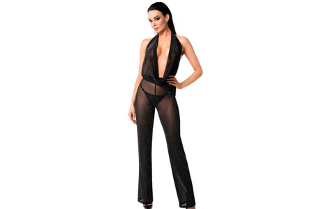 Noir Handmade Luminara Overall Womens Fetish Dress Sheer Mesh Jumpsuit - Her Fetish