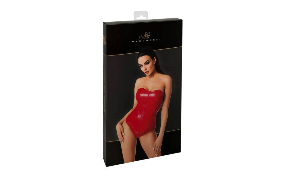 Noir Handmade Mysteria BDSM Play Corset Red with Front Zipper Access - Her Fetish