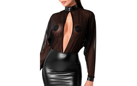 Noir Handmade Opium Womens Sexy Mini Dress Sheer Mesh Wetlook Design - Her Fetish