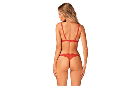 Obsessive Bergamore 2 Piece Bra and Panty Set Red Open Cup Design - Bras and Bra Sets