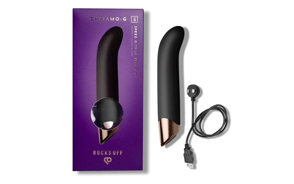 Rocks Off Chaiamo 10 Functions Rechargeable G Spot Vibrator with Curved Tip - - G-Spot Vibrators
