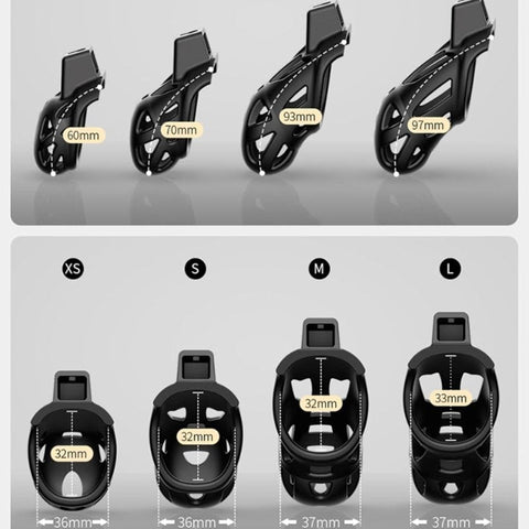 BDStyle 3D Ventilation Male Chastity Cock Cage Lock Set with Metal Ring - Male Chastity