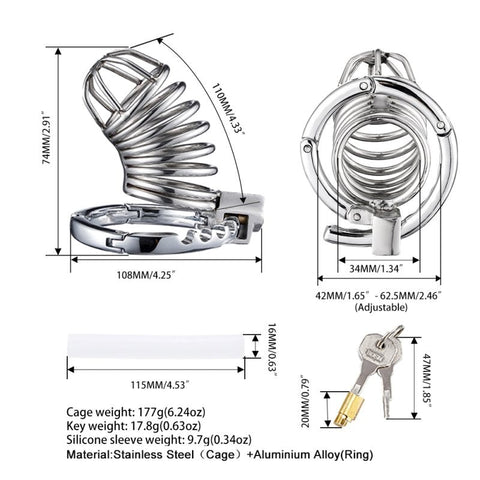 BDStyle Beginner Cage Adjustable Metal Bird Cock Cage - Male Chastity