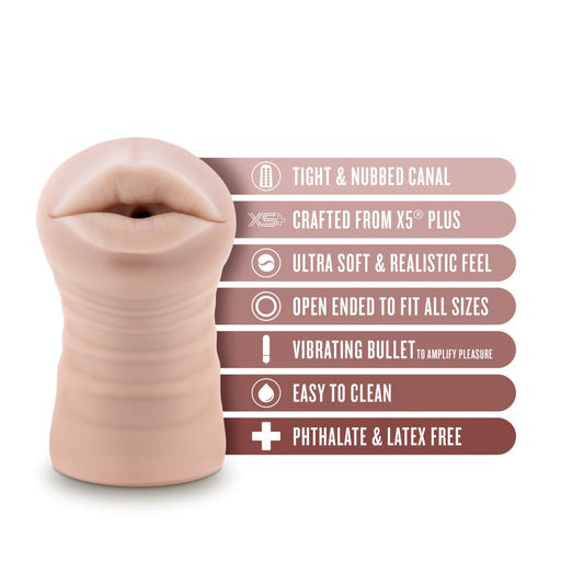 Blush Novelties EnLust Nicole Vibrating Oral Sex Stroker X5 Material - - Adult Toy Cleaner