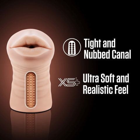 Blush Novelties EnLust Nicole Vibrating Oral Sex Stroker X5 Material - Adult Toy Cleaner