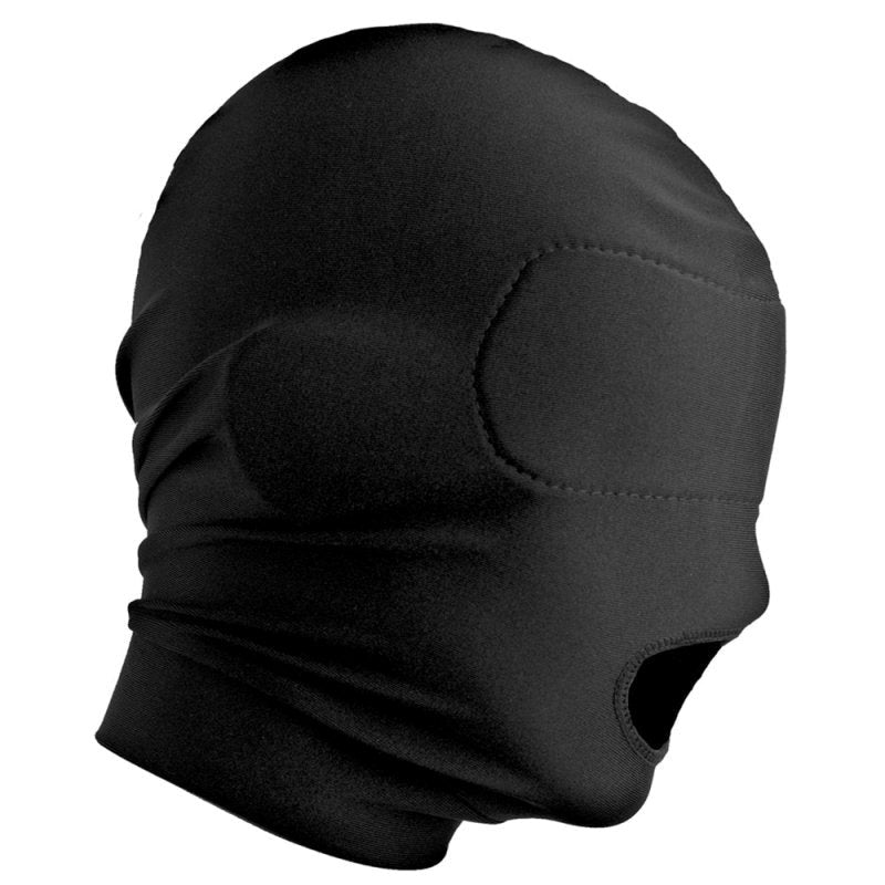 BDStyle Disguise Open Mouth Hood with Padded Blindfold Black Large Sensory Play - - Bondage Hoods