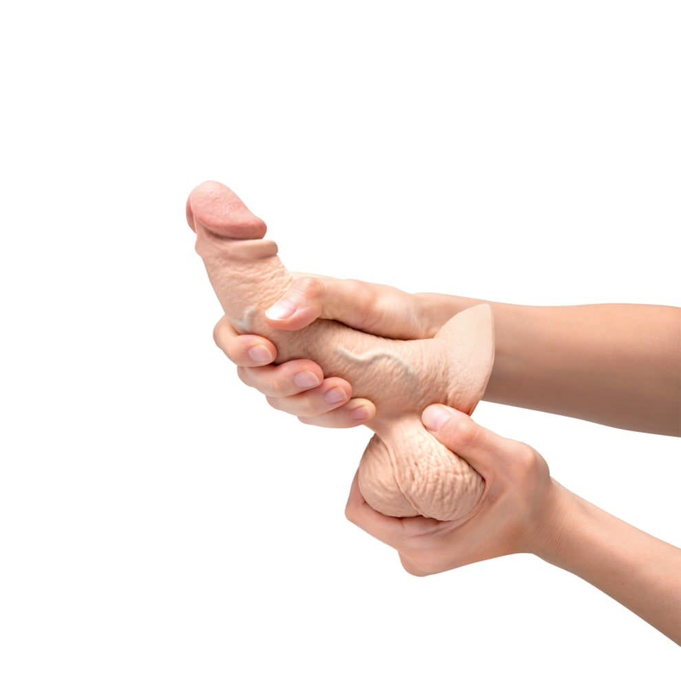 B Vibe Slipskin Curved Realistic Silicone Dildo 6.5 Inch Pressure Reactive - - Realistic Dildos