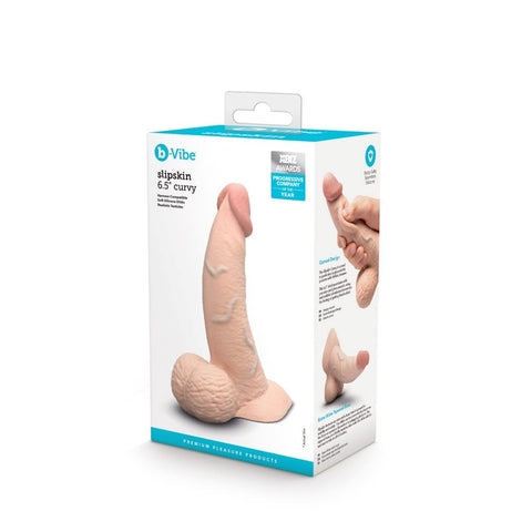 B Vibe Slipskin Curved Realistic Silicone Dildo 6.5 Inch Pressure Reactive - Realistic Dildos