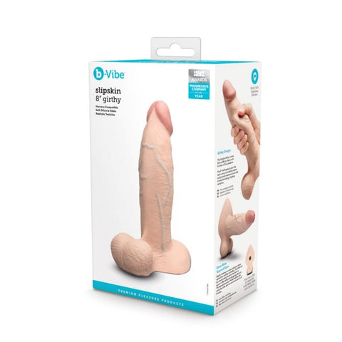 B Vibe Slipskin Realistic Silicone Dildo Girthy 8 Inch with Pressure Tech - Realistic Dildos