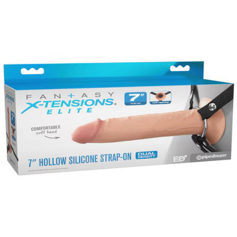 Pipedream Products Fantasy X tensions 7 Inch Dual Density Hollow Strap on Dong - Strap On Sextoys