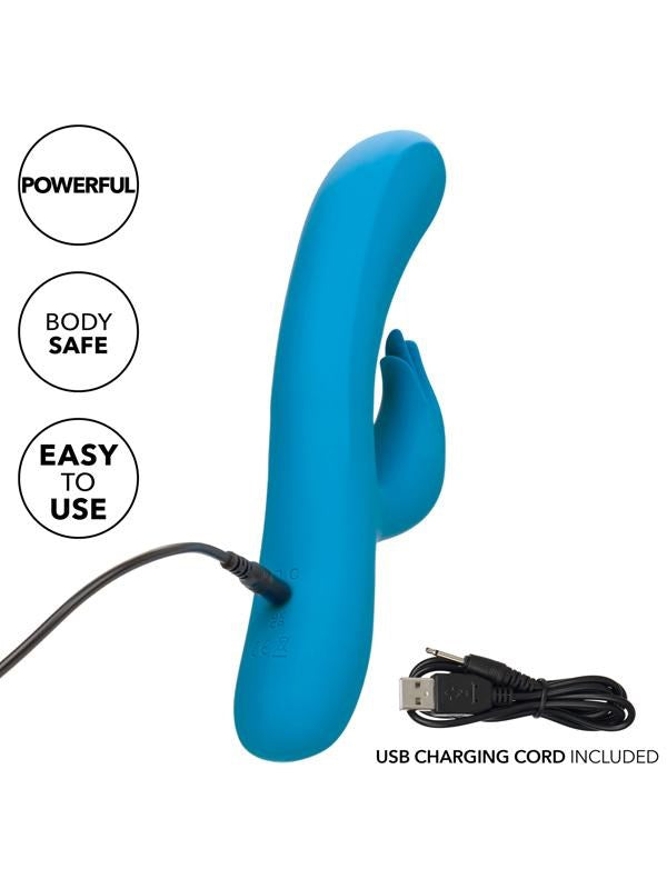 California Exotics Azure Collection Flutter G Spot Rabbit Massager Dual Motor - - Rabbit Vibrators