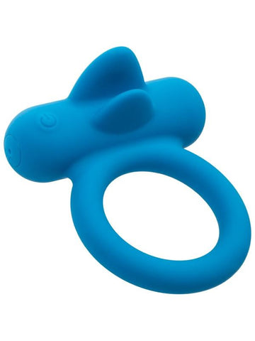 California Exotics Silicone Rechargeable Double Trouble Cock Ring with Dual Stimulators - Vibrating Cock Rings