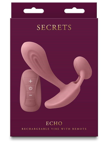 NS Novelties Secrets Echo Clitoris & G Spot Massager Dusty Rose Remote Control - G-Spot Vibrators
