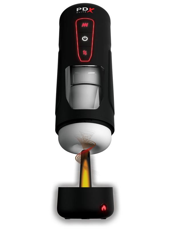 Pipedream Products PDX Elite Milk Me Hotter Vibrating Male Masturbator Black - Masturbators and Strokers