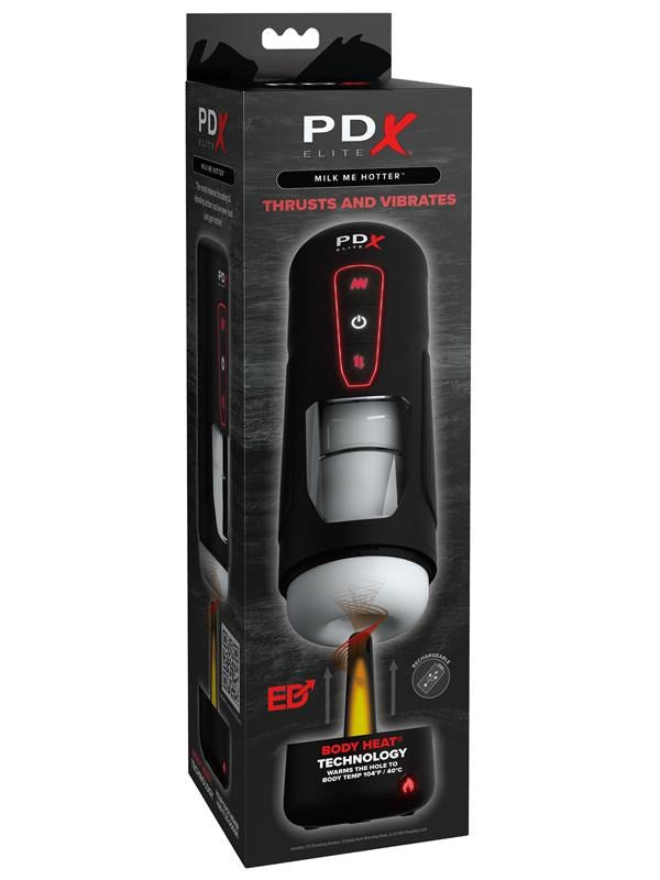 Pipedream Products PDX Elite Milk Me Hotter Vibrating Male Masturbator Black - Masturbators and Strokers