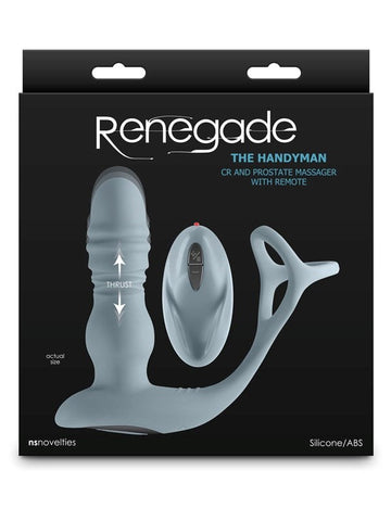 NS Novelties Renegade The Handyman Vibrating Prostate Massager Gray Remote - Prostate Toys