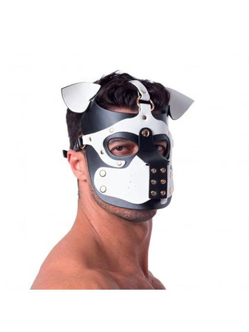Sport Fucker Bondage Play Pup Hood Black White Premium Polyurethane Design - Bondage Hoods