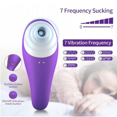 BDStyle 7 Functions Clitoral Sucking Vibrator Purple Dual Stimulation - Clit Ticklers and Pulsators