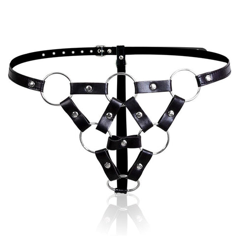 BDStyle Faux Leather BDSM Play Studded G String with Metal Studs - Her Fetish