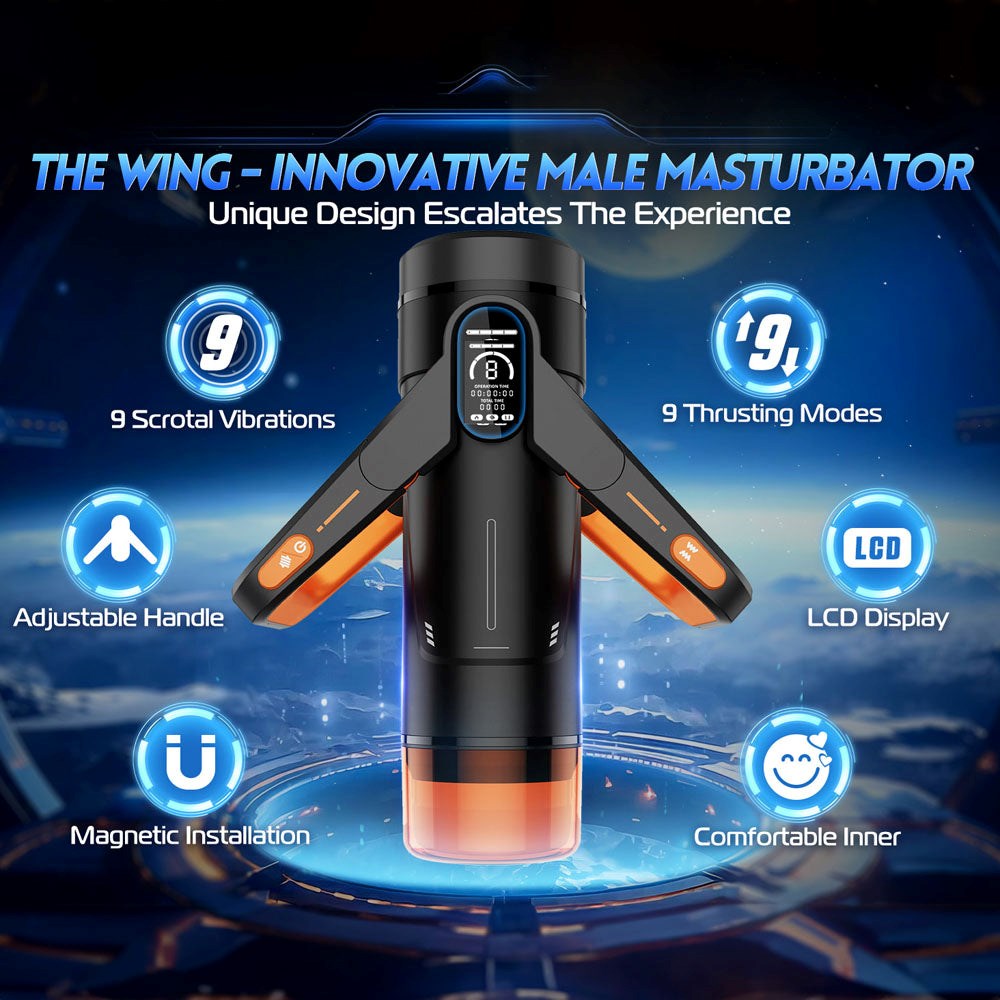 Topco CyberSkin The Wing Thrusting Male Masturbator With Heater Black - - Masturbators and Strokers