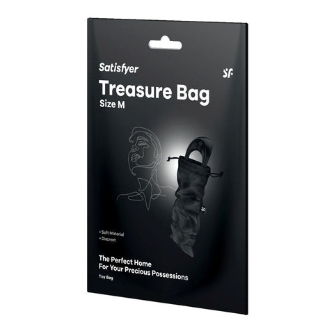 Satisfyer Treasure Toy Storage Bag Black Discreet Sex Toy Storage - Vibrator Accessories