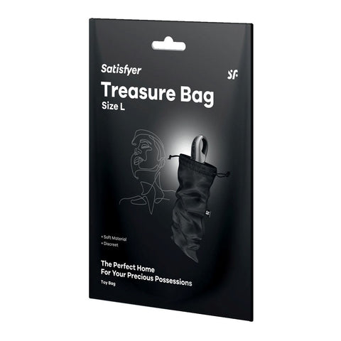 Satisfyer Treasure Toy Storage Bag Black Discreet Sex Toy Storage - Vibrator Accessories