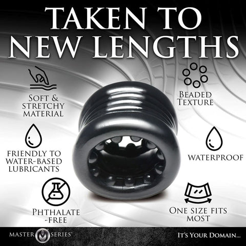 XR Brands Master Series Ball Stack Male Ball Stretcher Premium TPE Cock Ring - Ball Stretchers and Crushers
