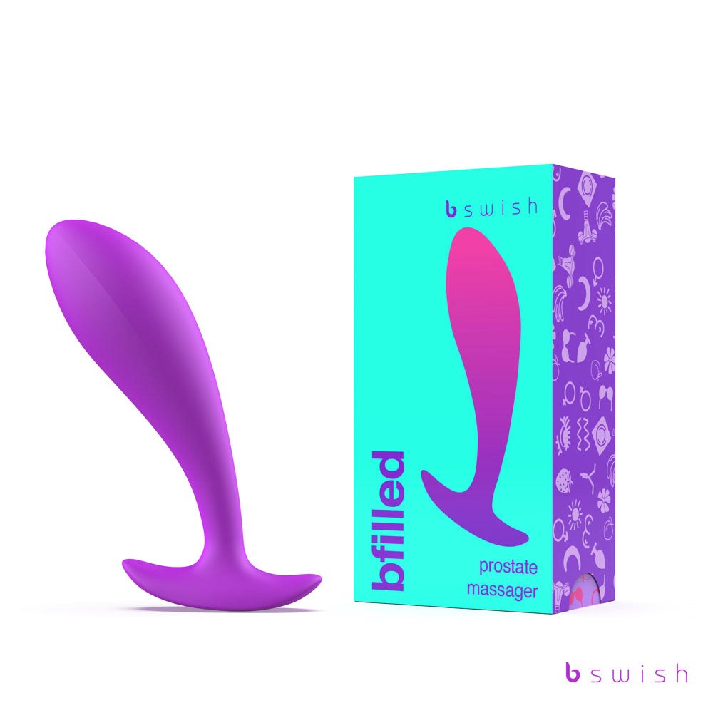 B Swish Bfilled Basic Orchid Prostate Massager 10cm Purple Body Safe Silicone - - Prostate Toys