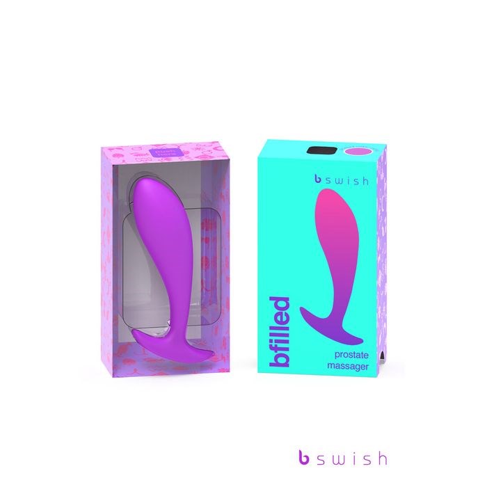 B Swish Bfilled Basic Orchid Prostate Massager 10cm Purple Body Safe Silicone - - Prostate Toys