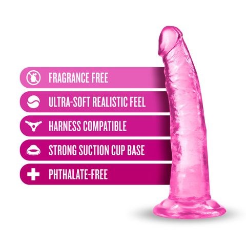 Blush Novelties B Yours Plus Lust N Thrust Realistic Dong 19cm Pink Curved TPE - Realistic Dildos