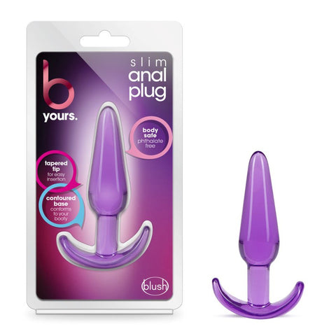 Blush Novelties B Yours Slim Butt Plug 10.8cm Purple for Beginner Anal Play - Butt Plugs