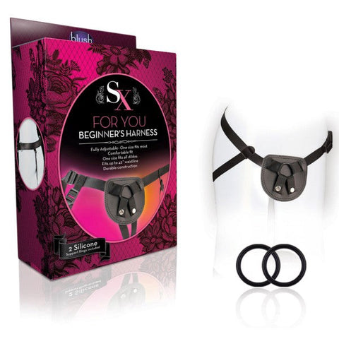 Blush Novelties SX For You Adjustable Strap On Harness Black Premium Comfort - Strap On Sextoys