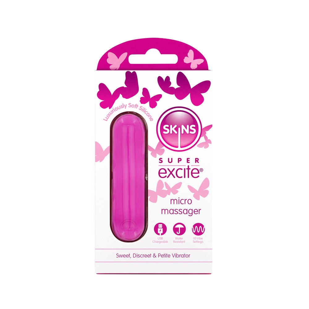 Skins Touch Skins Super Excite Rechargeable Bullet Vibrator Pink Clitoral - - Bullet Vibrators