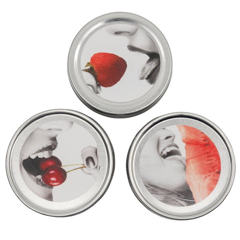 Earthly Body Edible Massage Candles Threesome 3 Pack Watermelon Cherry Strawberry - Sex Pheromones and Perfumes