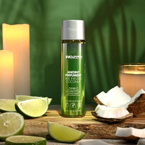 Evolved ANOINT PERFUMERY Lime Infused Coconut Massage Oil 120ml Tropical Blend - - Massage Oils and Lubricants