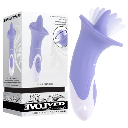 Evolved LIX & KISSES USB Rechargeable Flicking Tongue Vibrator Purple - - Finger and Tongue Vibrators