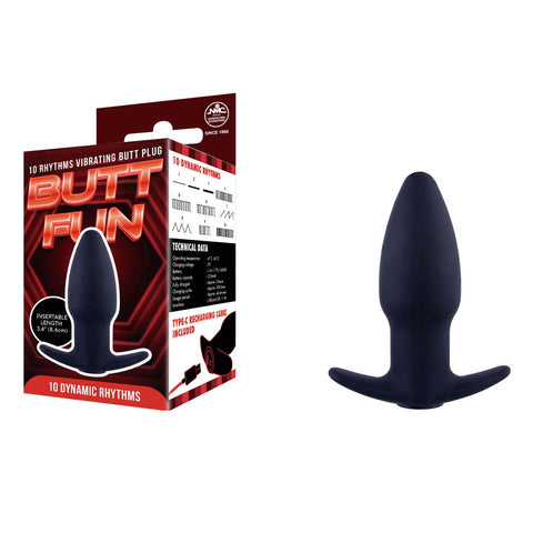 NANMA Corporation Excellent Power Butt Fun USB Rechargeable Butt Plug Black Vibrator - Butt Plugs