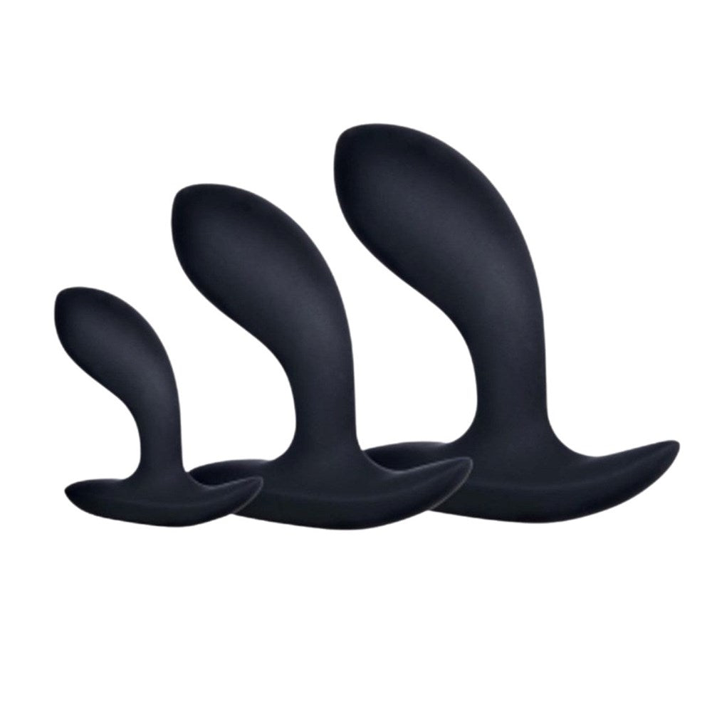 NANMA Corporation Excellent Power Kick Up Anal Trainer Butt Plugs 3 Sizes Set Black - - Butt Plugs