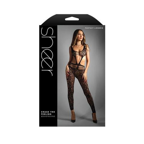 Fantasy Lingerie Sheer Fantasy Chase The Feeling Bodystocking Black - Body Stockings