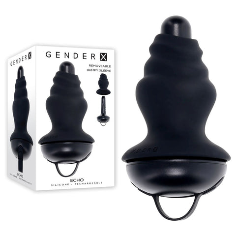 Evolved Gender X ECHO USB Rechargeable Butt Plug 15.3cm Black with Removable Sleeve - Butt Plugs