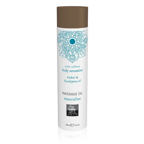 Hot Ero SHIATSU Masculine Amber & Eucalyptus Massage Oil 100ml Premium - Massage Oils and Lubricants