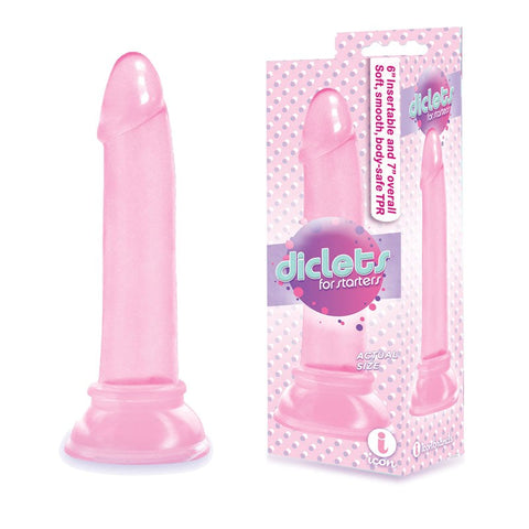 Icon Brands The 9s Diclets Realistic Dong 17.8cm Pink with Suction Cup Base - Realistic Dildos