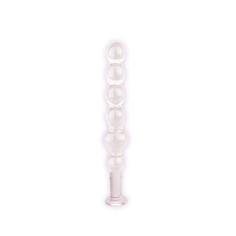 Icon Brands The 9s Glass First Thins Elliptical Glass Anal Beads Clear - - Anal Beads and Balls