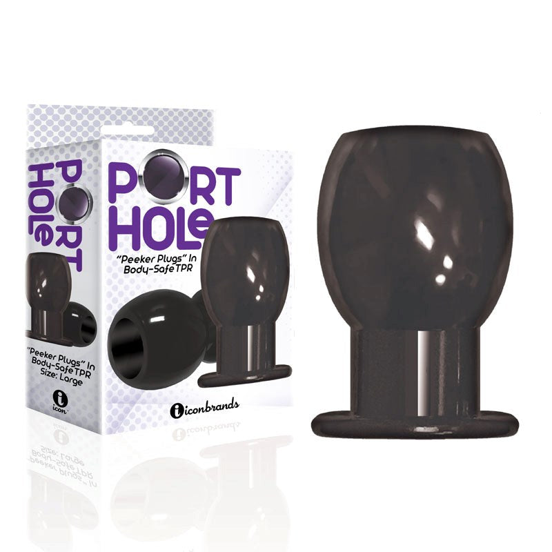 Icon Brands The 9s Port Hole Hollow Butt Plug Black with Tunnel Design - - Butt Plugs