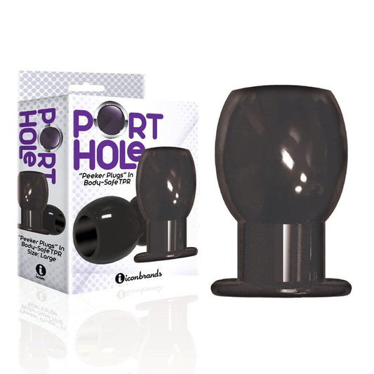 Icon Brands The 9s Port Hole Hollow Butt Plug Black with Tunnel Design - - Butt Plugs